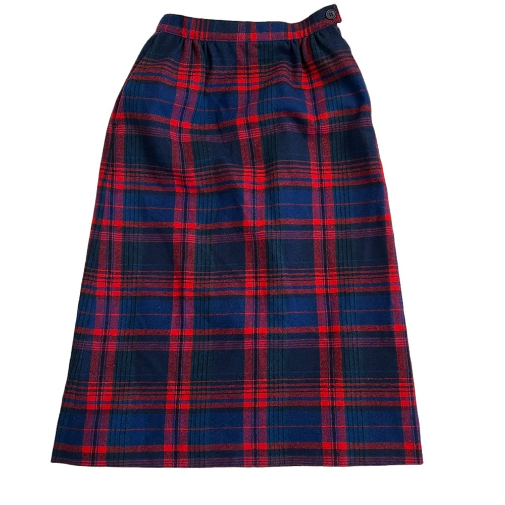 Pendleton Navy and Scarlet Plaid A-Line Skirt - Picture 2 of 4
